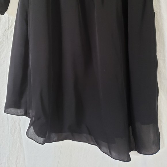 ARITZIA BABATON Black Sheer Cut Out Keyhole Silk Chiffon Mini Dress M Goth Boho - Picture 4 of 16